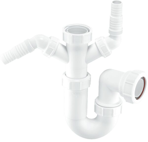 McAlpine White Sink P Trap & Twin Nozzles - 38mm - WM11