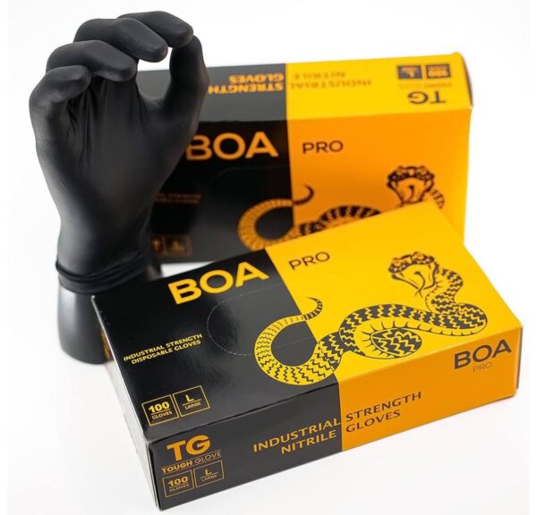 Tough Glove Boa Pro Black Nitrile Gloves XL - Box of 100